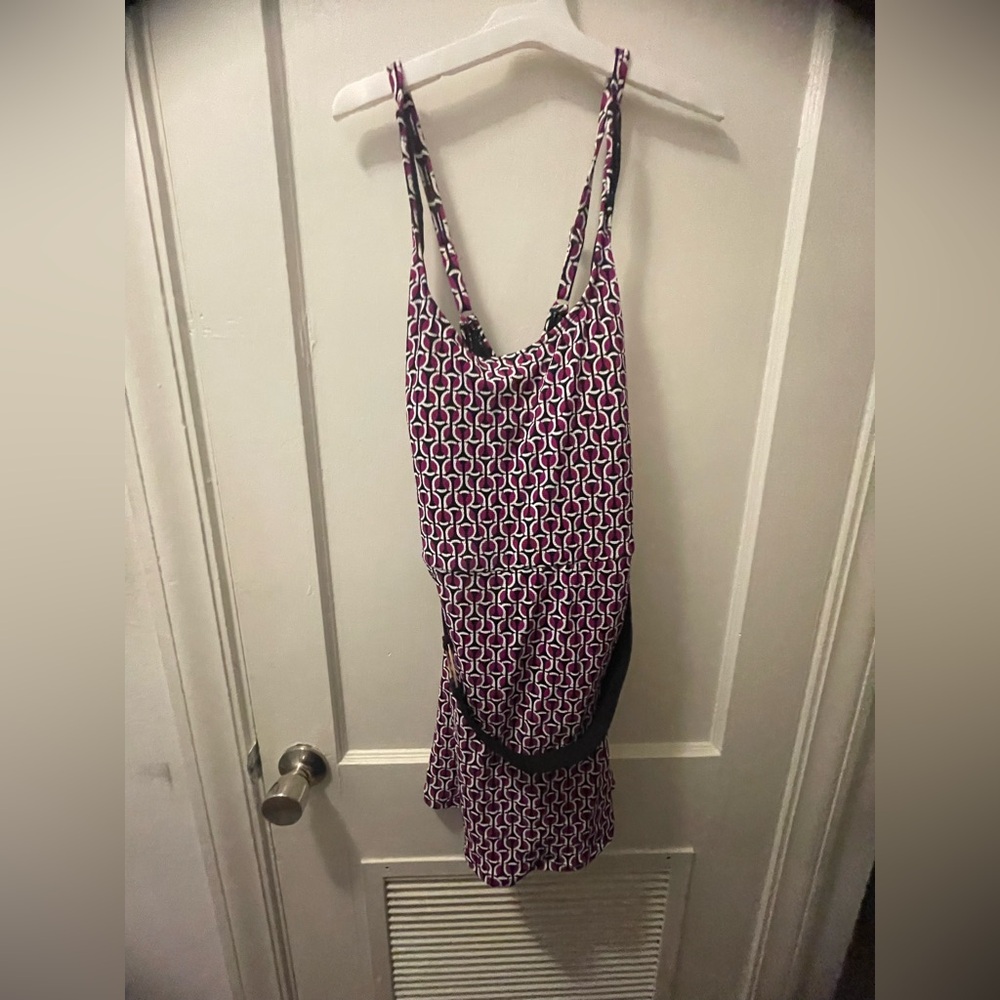 Lands' End Pink and Black Swim Patterned Dress